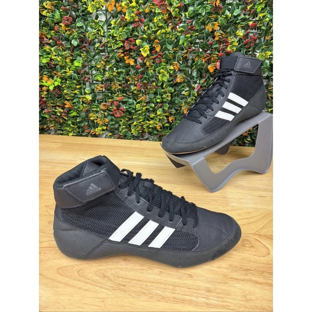 Adidas HVC 2 Wrestling Shoes‎ Boxing MMA Ankle Strap AQ3325 Black Men's 7.5